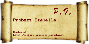 Probszt Izabella névjegykártya